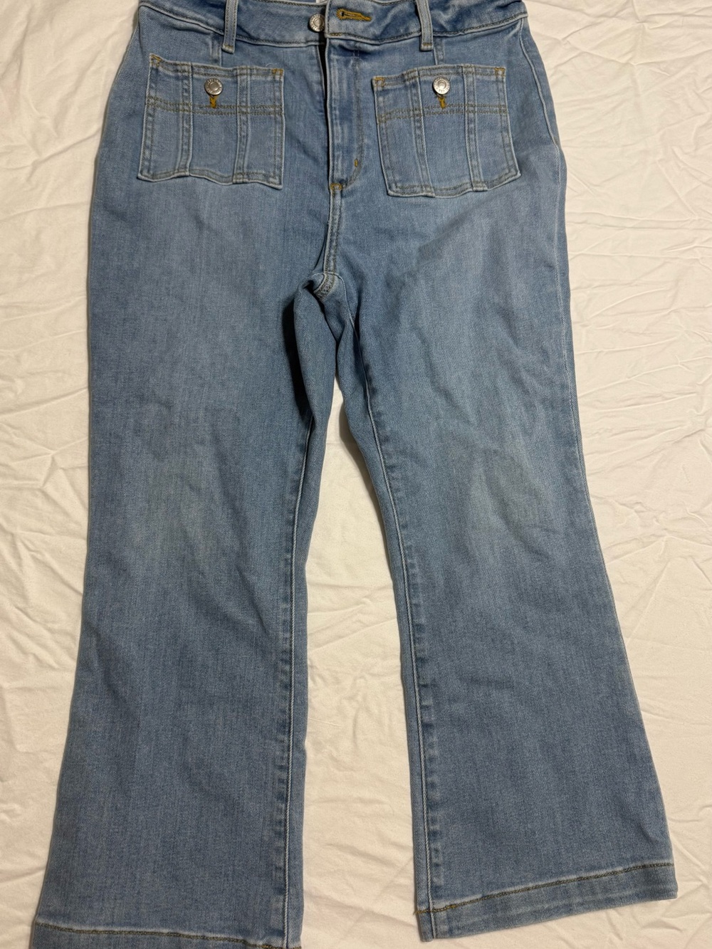 Loft Blue Women's Cropped Jeans with Front Patch Pockets